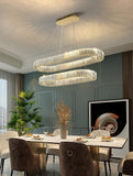 2 Ring 800x300MM Gold Crystal Body LED Chandelier Hanging Suspension Lamp - Warm White - Ashish Electrical India
