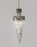 2200MMX750MM K9 CRYSTAL LED DOUBLE HEIGHT STAIR CHANDELIER - WARM WHITE