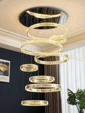 7 LIGHTS 7 RINGS CRYSTAL LED CHANDELIER HANGING LAMP - WARM WHITE