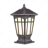 Square Pillar Light Frost Glass Modern Gate Light Lantern Lamp Post Outdoor Lamp (Color : Brown)