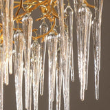 600 MM Long Crystal Spike Glass Gold Metal LED Chandelier Hanging Suspension Lamp - Warm White - Ashish Electrical India