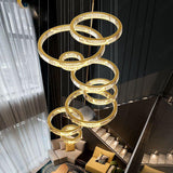 7 LIGHTS 7 RINGS CRYSTAL LED CHANDELIER HANGING LAMP - WARM WHITE
