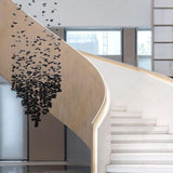 Black Stone LED DOUBLE HEIGHT STAIR CHANDELIER - WARM WHITE