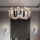 16 Arm Clear Glass Chandelier Ceiling Lights Hanging Lamp - Warm White - Ashish Electrical India
