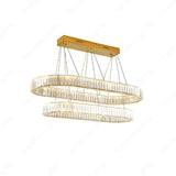 2 Ring 800x300MM Gold Crystal Body LED Chandelier Hanging Suspension Lamp - Warm White - Ashish Electrical India