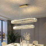 2 Ring 800x300MM Gold Crystal Body LED Chandelier Hanging Suspension Lamp - Warm White - Ashish Electrical India