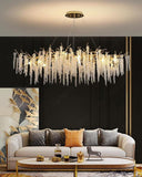 1200MM LONG GOLDEN Long Drop CRYSTAL CHANDELIER CEILING LIGHTS HANGING - WARM WHITE - Ashish Electrical India