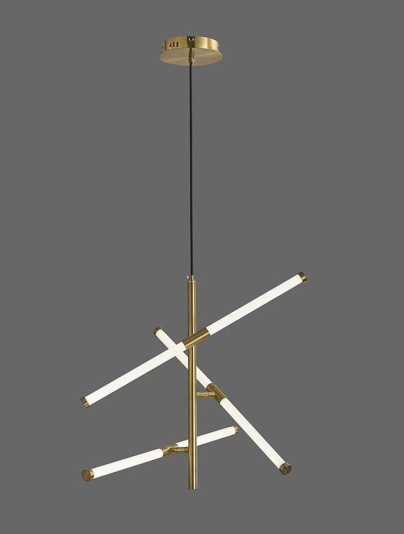 6 Light LED Gold Tube Pendant Lamp Ceiling Light for Home and Office - Warm White - Ashish Electrical India