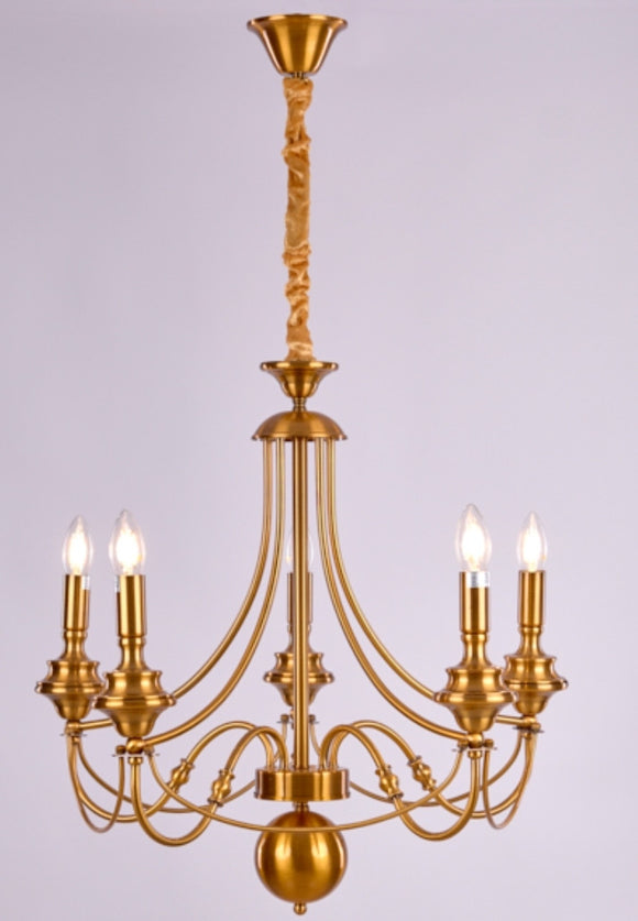 6 Light Gold Metal Italian Chandelier Ceiling Lights Hanging - Warm White