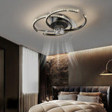 500 MM Black Crystal Low Ceiling Light with Fan LED Chandelier - Warm White