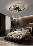500 MM Black Crystal Low Ceiling Light with Fan LED Chandelier - Warm White