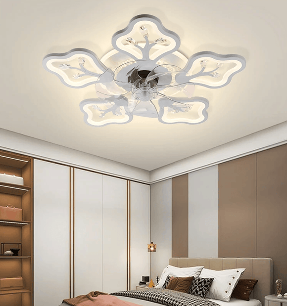 600MM Low Ceiling Light with Fan LED Chandelier - Warm White - Ashish Electrical India