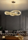 Crystal Curvy Metal Glass Modern LED Chandelier 1200 MM Ring - Warm White