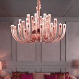 32 ARM Rose Gold GLASS Spanish CHANDELIER CEILING LIGHTS HANGING LAMP - WARM WHITE