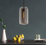 GLASS SMOKE BLACK PENDANT CEILING LIGHT BEDSIDE HANGING LIGHT DINING ROOM - WARM WHITE