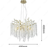 600 MM Crystal Gold Metal LED Tree Chandelier Hanging Lamp - Warm White - Ashish Electrical India