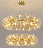 2 Rings Crystal Design Glass Modern LED Chandelier - Warm White