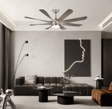 60 Inch 8 Blades Matt Chrome Ceiling Fan with LED Light and Remote Control