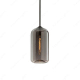 GLASS SMOKE BLACK PENDANT CEILING LIGHT BEDSIDE HANGING LIGHT DINING ROOM - WARM WHITE