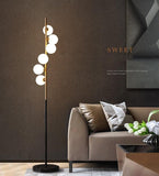 6 Frosted Glass Black Gold Floor lamp Living Room Light for Home Lighting Standing lamp - Warm White - Ashish Electrical India