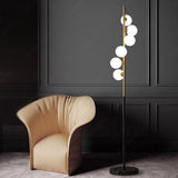 6 Frosted Glass Black Gold Floor lamp Living Room Light for Home Lighting Standing lamp - Warm White - Ashish Electrical India