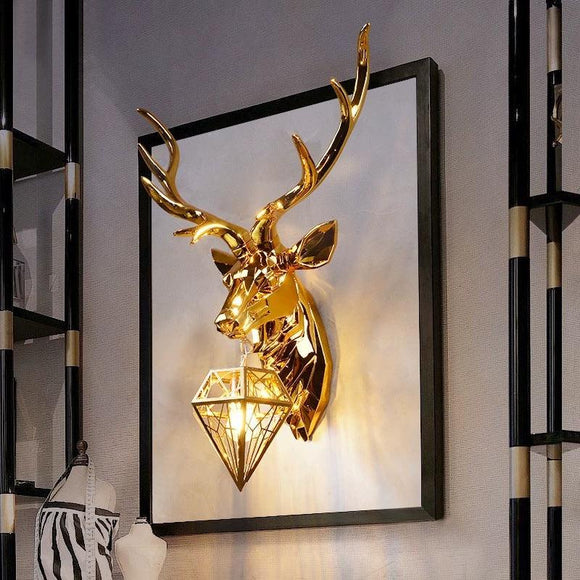 Deer Wall Lamp LED European Creative Wall Lamp Bedroom Bedside Lamp - Gold - Ashish Electrical India