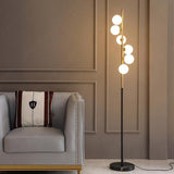6 Frosted Glass Black Gold Floor lamp Living Room Light for Home Lighting Standing lamp - Warm White - Ashish Electrical India