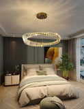 Crystal Tilt Glass Modern LED Chandelier 600 MM Ring - Warm White - Ashish Electrical India