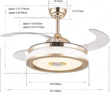 Invisible Gold Ceiling Fan Chandelier with Remote Control 4 Retractable ABS Blades - Warm White - Ashish Electrical India