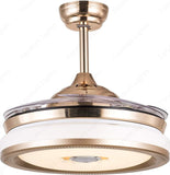 Invisible Gold Ceiling Fan Chandelier with Remote Control 4 Retractable ABS Blades - Warm White - Ashish Electrical India