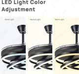 Invisible Black Rings Ceiling Fan Chandelier with Remote Control 4 Retractable ABS Blades - Warm White - Ashish Electrical India