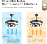 Invisible Black Rings Ceiling Fan Chandelier with Remote Control 4 Retractable ABS Blades - Warm White - Ashish Electrical India