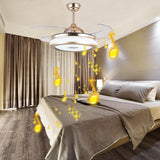 Invisible Gold Ceiling Fan Chandelier with Remote Control 4 Retractable ABS Blades - Warm White - Ashish Electrical India