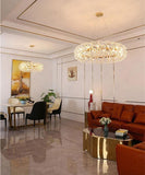 Crystal Design Glass Modern LED Chandelier 600 MM Ring - Warm White - Ashish Electrical India