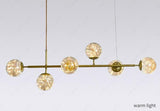 6 Fairy Light Gold Amber Glass Chandelier Ceiling Light - Warm White - Ashish Electrical India