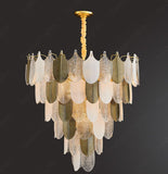 600 MM Frost Clear Glass Gold Metal LED Chandelier Hanging Suspension Lamp - Warm White - Ashish Electrical India