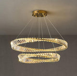 2 Ring Tilt Crystal LED Chandelier Hanging Suspension Lamp - Warm White - Ashish Electrical India