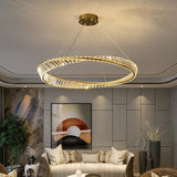 Crystal Tilt Glass Modern LED Chandelier 600 MM Ring - Warm White - Ashish Electrical India