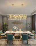950x300MM Crystal Design Glass Gold Modern LED Chandelier Light - Warm White - Ashish Electrical India