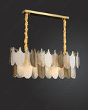 800x300 MM Frost Clear Glass Gold Metal LED Chandelier Hanging Suspension Lamp - Warm White - Ashish Electrical India