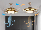 Invisible Golden Rings Ceiling Fan Chandelier with Remote Control 4 ABS Blades - Warm White - Ashish Electrical India
