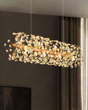 950x300MM Crystal Design Glass Gold Modern LED Chandelier Light - Warm White - Ashish Electrical India
