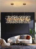950x300MM Crystal Design Glass Gold Modern LED Chandelier Light - Warm White - Ashish Electrical India