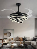 Invisible Black Rings Ceiling Fan Chandelier with Remote Control 4 Retractable ABS Blades - Warm White - Ashish Electrical India