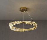 Crystal Tilt Glass Modern LED Chandelier 600 MM Ring - Warm White - Ashish Electrical India