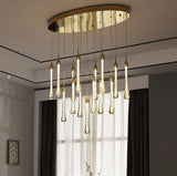 14-Light Long Crystal Chandelier With Rectangular Plate For Dining Area - Warm White - Ashish Electrical India