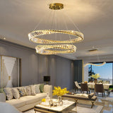 2 Ring Tilt Crystal LED Chandelier Hanging Suspension Lamp - Warm White - Ashish Electrical India