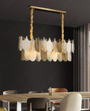 800x300 MM Frost Clear Glass Gold Metal LED Chandelier Hanging Suspension Lamp - Warm White - Ashish Electrical India