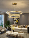 2 Ring Tilt Crystal LED Chandelier Hanging Suspension Lamp - Warm White - Ashish Electrical India