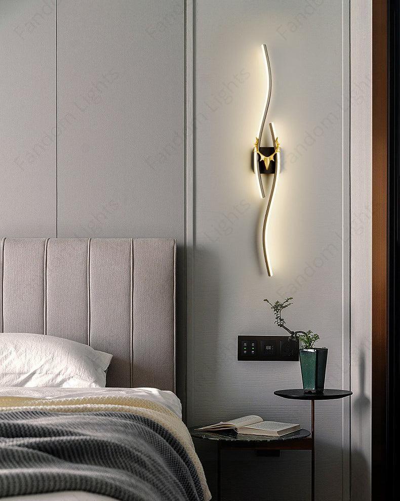 600MM Sleek Modern Black Gold Long Gold Deer LED Wall Lamp